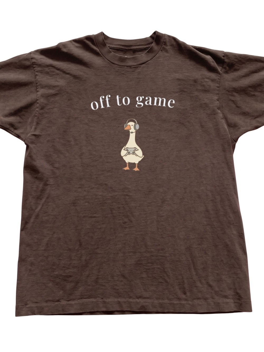 Gildan Brown Tee with Cream Gaming Goose Graphic